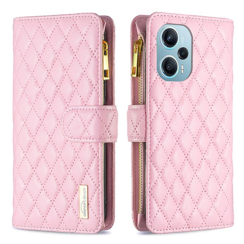 Custodia Portafoglio In Pelle Cover con Supporto B12F per Xiaomi Redmi Note 12 Turbo 5G Oro Rosa