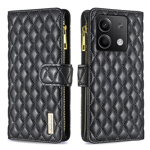 Custodia Portafoglio In Pelle Cover con Supporto B12F per Xiaomi Redmi Note 13 5G Nero