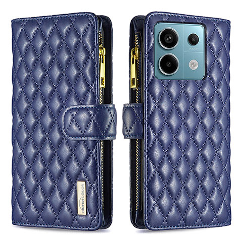 Custodia Portafoglio In Pelle Cover con Supporto B12F per Xiaomi Redmi Note 13 Pro 5G Blu