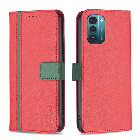 Custodia Portafoglio In Pelle Cover con Supporto B13F per Nokia G11 Rosso