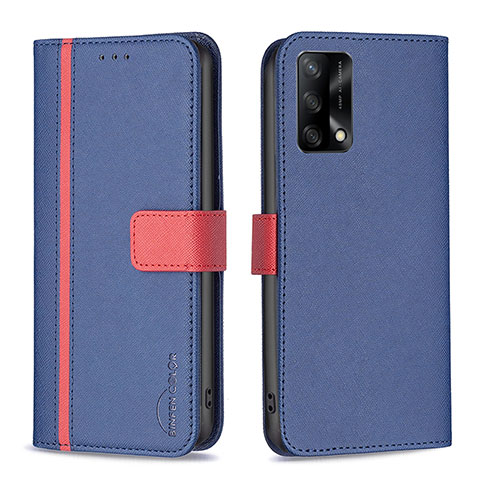 Custodia Portafoglio In Pelle Cover con Supporto B13F per Oppo A74 4G Blu