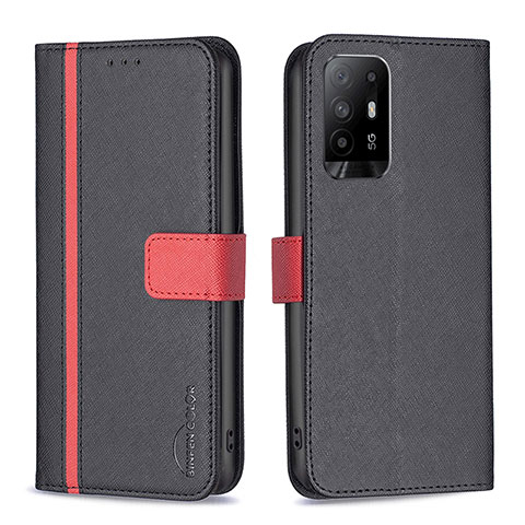 Custodia Portafoglio In Pelle Cover con Supporto B13F per Oppo F19 Pro+ Plus 5G Nero