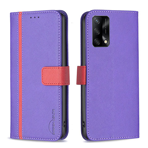 Custodia Portafoglio In Pelle Cover con Supporto B13F per Oppo F19s Viola