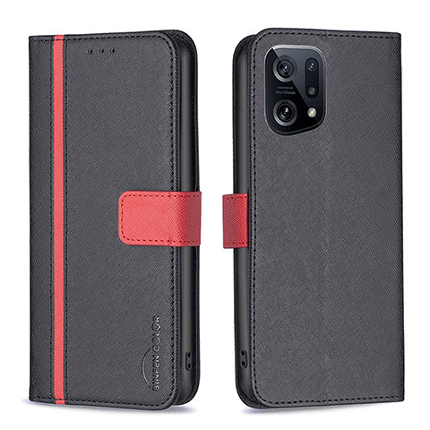 Custodia Portafoglio In Pelle Cover con Supporto B13F per Oppo Find X5 5G Nero