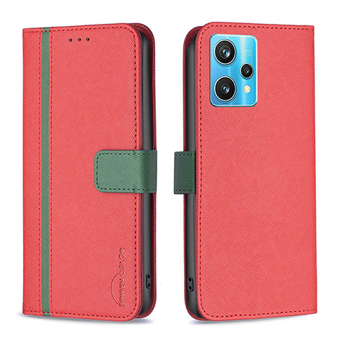 Custodia Portafoglio In Pelle Cover con Supporto B13F per Realme 9 4G Rosso