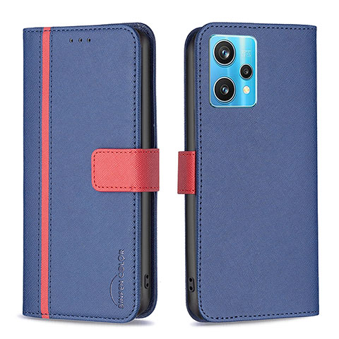 Custodia Portafoglio In Pelle Cover con Supporto B13F per Realme 9 Pro+ Plus 5G Blu