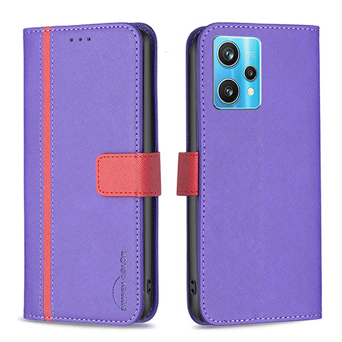 Custodia Portafoglio In Pelle Cover con Supporto B13F per Realme 9 Pro+ Plus 5G Viola