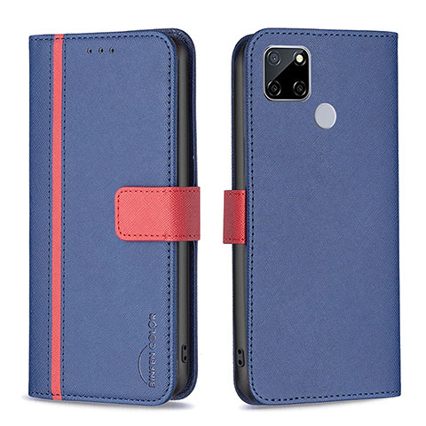 Custodia Portafoglio In Pelle Cover con Supporto B13F per Realme C12 Blu