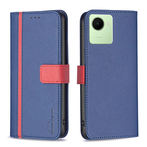 Custodia Portafoglio In Pelle Cover con Supporto B13F per Realme C30 Blu