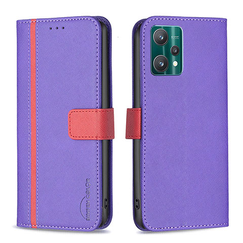 Custodia Portafoglio In Pelle Cover con Supporto B13F per Realme Q5 5G Viola