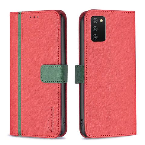 Custodia Portafoglio In Pelle Cover con Supporto B13F per Samsung Galaxy A02s Rosso