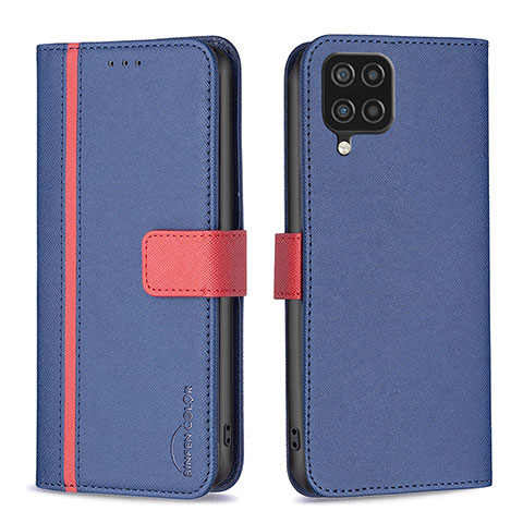 Custodia Portafoglio In Pelle Cover con Supporto B13F per Samsung Galaxy A12 5G Blu