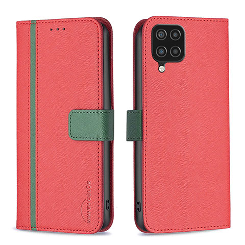 Custodia Portafoglio In Pelle Cover con Supporto B13F per Samsung Galaxy A12 Rosso