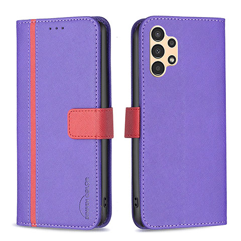 Custodia Portafoglio In Pelle Cover con Supporto B13F per Samsung Galaxy A13 4G Viola