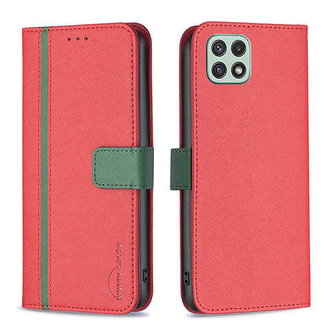 Custodia Portafoglio In Pelle Cover con Supporto B13F per Samsung Galaxy A22s 5G Rosso