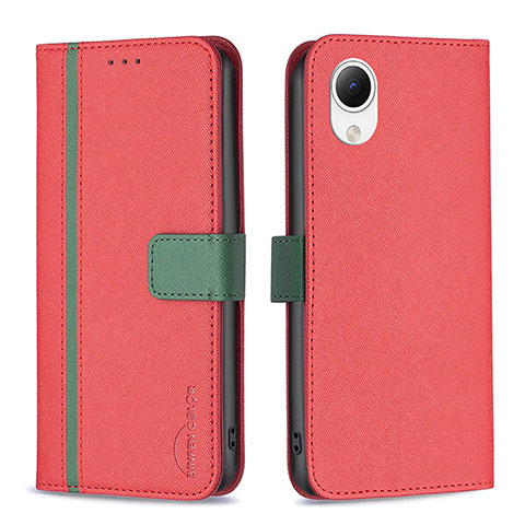 Custodia Portafoglio In Pelle Cover con Supporto B13F per Samsung Galaxy A23 5G SC-56C Rosso