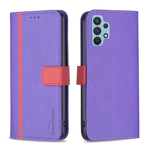 Custodia Portafoglio In Pelle Cover con Supporto B13F per Samsung Galaxy A32 4G Viola