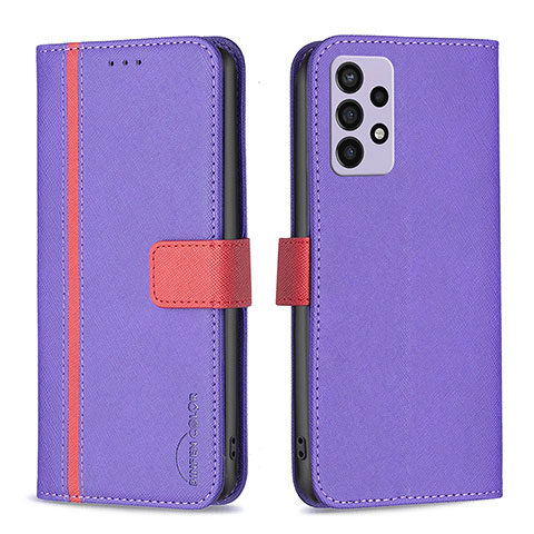 Custodia Portafoglio In Pelle Cover con Supporto B13F per Samsung Galaxy A72 5G Viola