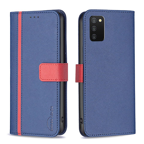 Custodia Portafoglio In Pelle Cover con Supporto B13F per Samsung Galaxy F02S SM-E025F Blu