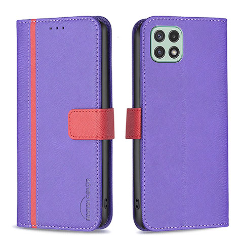 Custodia Portafoglio In Pelle Cover con Supporto B13F per Samsung Galaxy F42 5G Viola