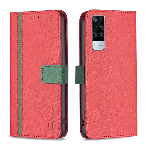 Custodia Portafoglio In Pelle Cover con Supporto B13F per Vivo Y53s NFC Rosso