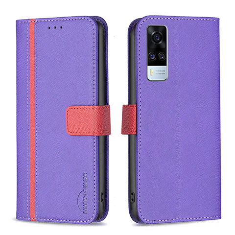 Custodia Portafoglio In Pelle Cover con Supporto B13F per Vivo Y53s NFC Viola