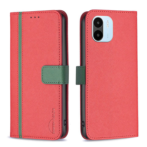 Custodia Portafoglio In Pelle Cover con Supporto B13F per Xiaomi Poco C50 Rosso