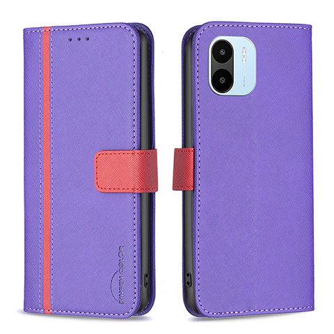 Custodia Portafoglio In Pelle Cover con Supporto B13F per Xiaomi Poco C50 Viola