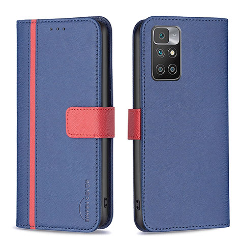 Custodia Portafoglio In Pelle Cover con Supporto B13F per Xiaomi Redmi 10 4G Blu