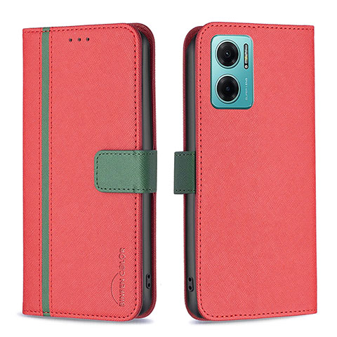 Custodia Portafoglio In Pelle Cover con Supporto B13F per Xiaomi Redmi 11 Prime 5G Rosso