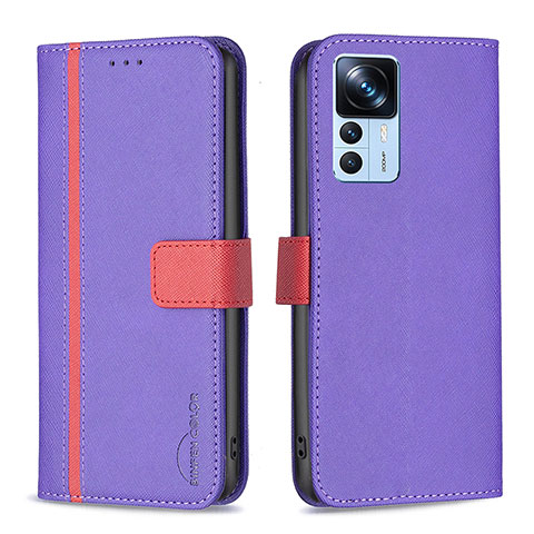 Custodia Portafoglio In Pelle Cover con Supporto B13F per Xiaomi Redmi K50 Ultra 5G Viola