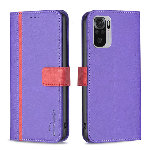 Custodia Portafoglio In Pelle Cover con Supporto B13F per Xiaomi Redmi Note 10 4G Viola