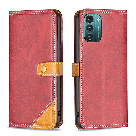 Custodia Portafoglio In Pelle Cover con Supporto B14F per Nokia G11 Rosso