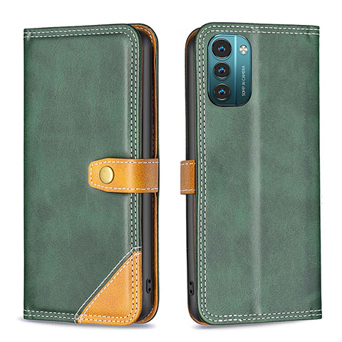 Custodia Portafoglio In Pelle Cover con Supporto B14F per Nokia G11 Verde