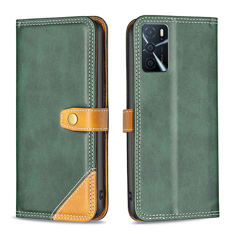 Custodia Portafoglio In Pelle Cover con Supporto B14F per Oppo A54s Verde