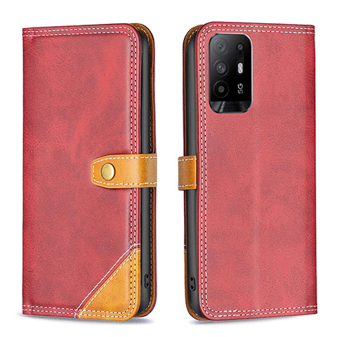 Custodia Portafoglio In Pelle Cover con Supporto B14F per Oppo A94 5G Rosso