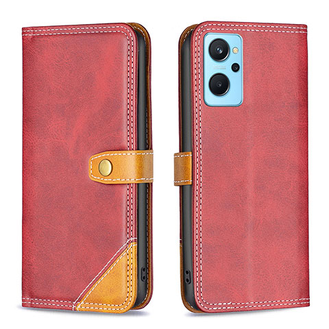 Custodia Portafoglio In Pelle Cover con Supporto B14F per Oppo K10 4G Rosso