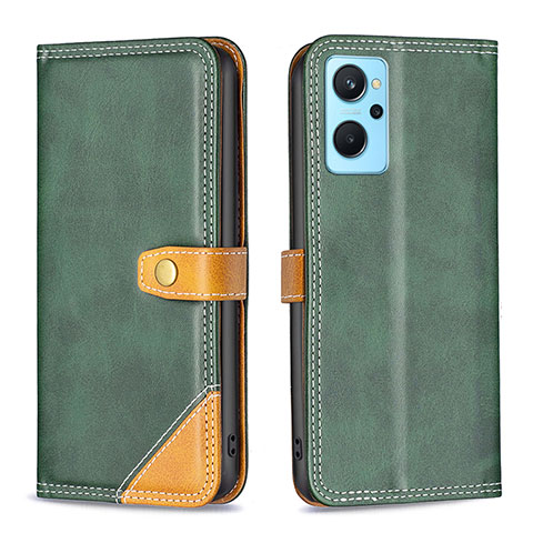 Custodia Portafoglio In Pelle Cover con Supporto B14F per Oppo K10 4G Verde