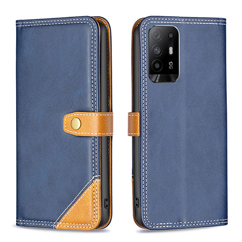 Custodia Portafoglio In Pelle Cover con Supporto B14F per Oppo Reno5 Z 5G Blu