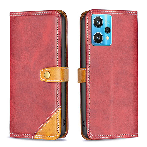 Custodia Portafoglio In Pelle Cover con Supporto B14F per Realme 9 4G Rosso