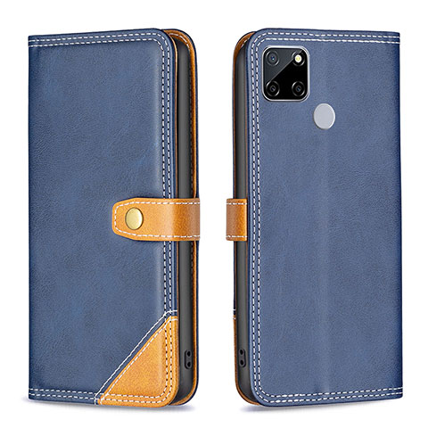 Custodia Portafoglio In Pelle Cover con Supporto B14F per Realme C25S Blu