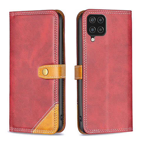 Custodia Portafoglio In Pelle Cover con Supporto B14F per Samsung Galaxy A12 Rosso