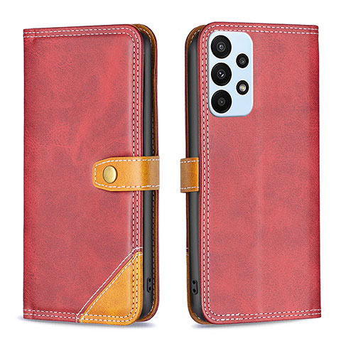 Custodia Portafoglio In Pelle Cover con Supporto B14F per Samsung Galaxy A23 4G Rosso