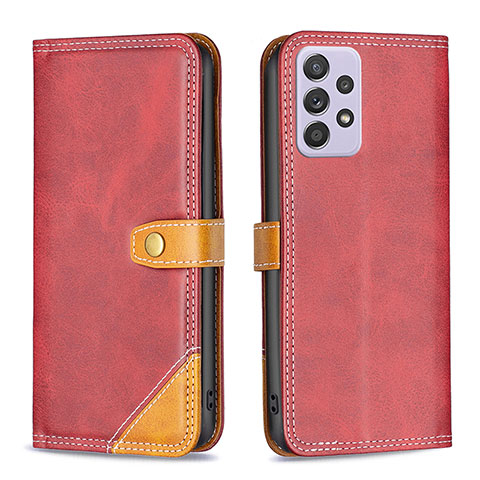 Custodia Portafoglio In Pelle Cover con Supporto B14F per Samsung Galaxy A52 4G Rosso