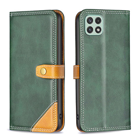 Custodia Portafoglio In Pelle Cover con Supporto B14F per Samsung Galaxy F42 5G Verde