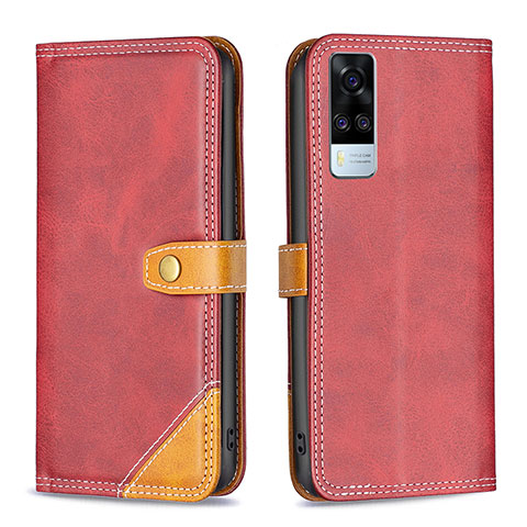 Custodia Portafoglio In Pelle Cover con Supporto B14F per Vivo Y53s 4G Rosso