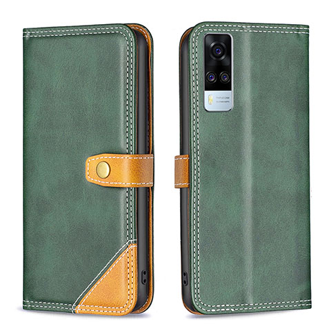 Custodia Portafoglio In Pelle Cover con Supporto B14F per Vivo Y53s NFC Verde