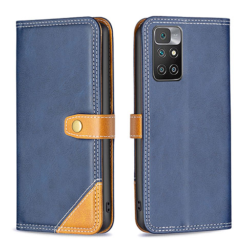 Custodia Portafoglio In Pelle Cover con Supporto B14F per Xiaomi Redmi 10 (2022) Blu