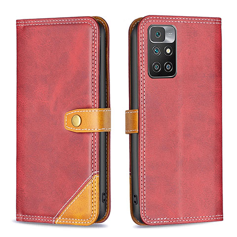 Custodia Portafoglio In Pelle Cover con Supporto B14F per Xiaomi Redmi 10 4G Rosso