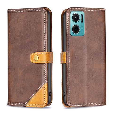 Custodia Portafoglio In Pelle Cover con Supporto B14F per Xiaomi Redmi 10 5G Marrone